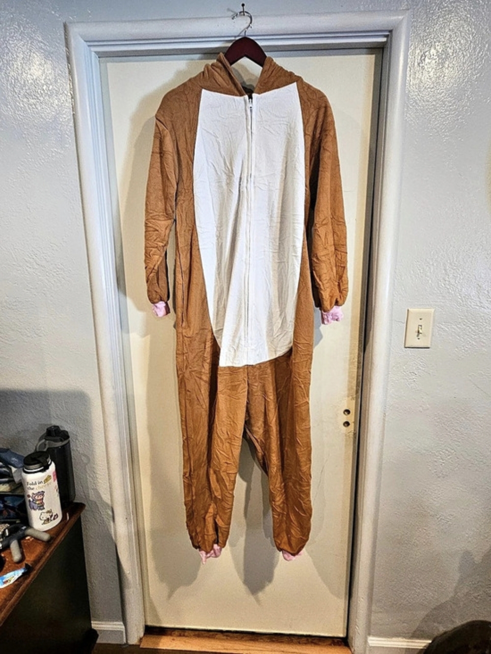 Chipmunk Hooded One-Piece Pajama Brown & Pink Medium